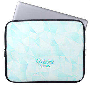 Funda Para Portátil Patrón poligonal y personalización turquesa