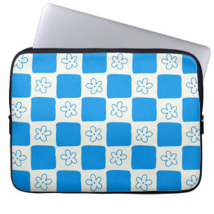 Funda Para Portátil Patrón Preppy Blue Flower Checkpoint