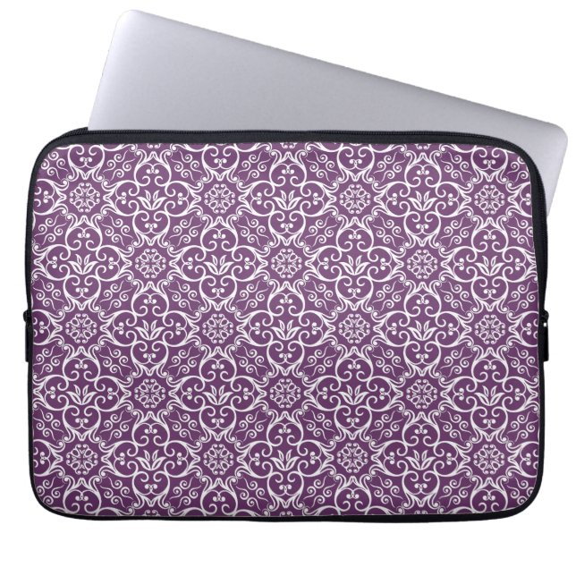 Funda Para Portátil Patrón Purple Damaks Mangas para portátiles (Frente)