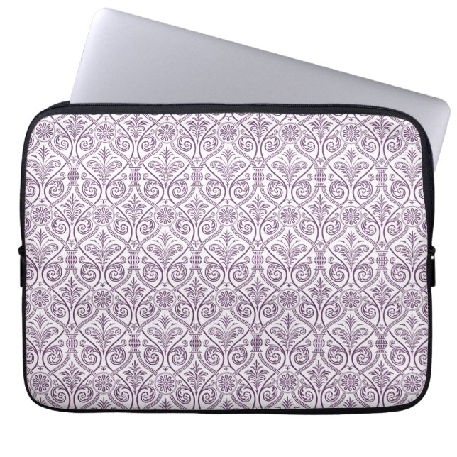 Funda Para Portátil Patrón Purple Damaks Mangas para portátiles (Frente)