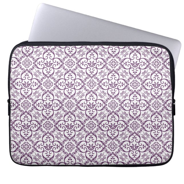Funda Para Portátil Patrón Purple Damaks Mangas para portátiles (Frente)