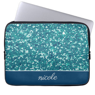 Funda Para Portátil Patrón Purpurina Aqua personalizado