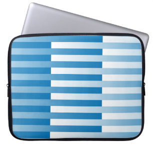 Funda Para Portátil Patrón rayado azul blanco