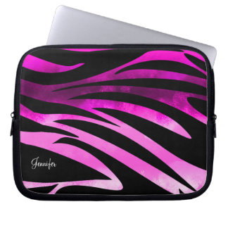 Funda Para Portátil Patrón rayado de cebra rosada y negra en caliente