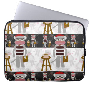 Funda Para Portátil Patrón rayado de mono de acoplamiento Beatnik