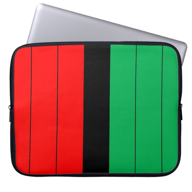 Funda Para Portátil Patrón rayado Kwanzaa Red Black Green Kinara (Frente)