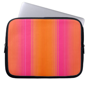 Funda Para Portátil Patrón rayado rosa y Naranja