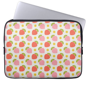 Funda Para Portátil Patrón retro de fresa y margarita