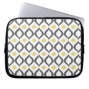 Funda Para Portátil Patrón retro geométrico de ikat amarillo gris