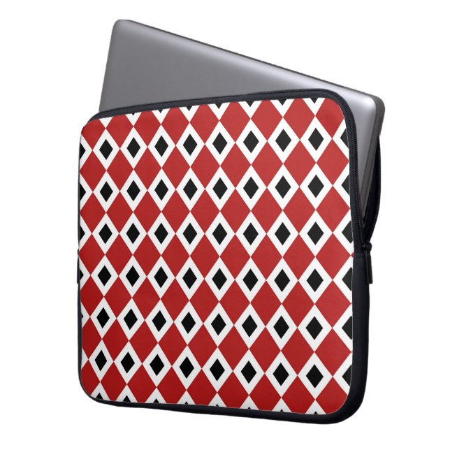 Funda Para Portátil Patrón rojo, blanco, negro de diamantes (Anverso izquierdo)
