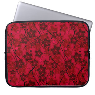 Funda Para Portátil patrón rojo marrón floral rústico de moda retro
