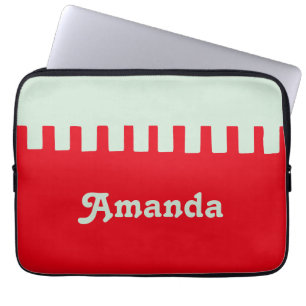Funda Para Portátil Patrón rojo único de nombre personalizado