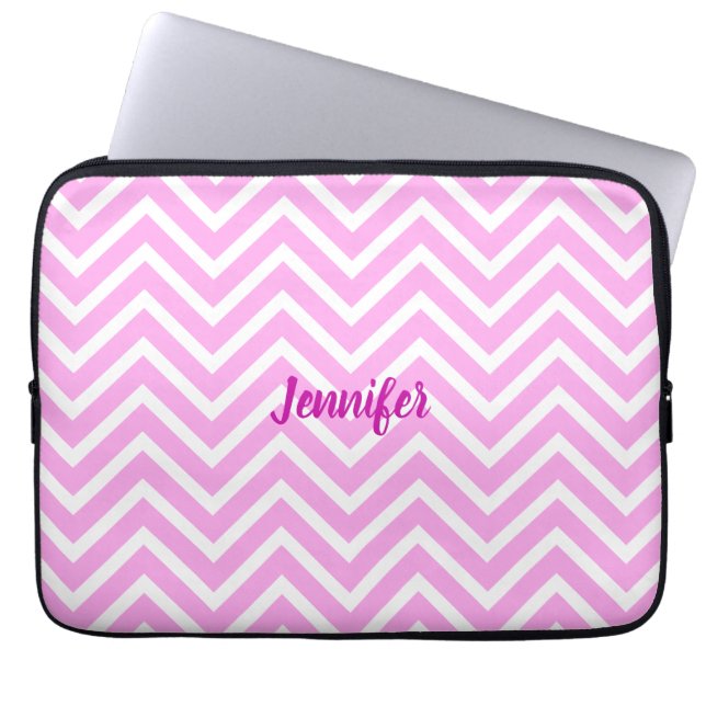 Funda Para Portátil Patrón Rosa Ligero Y Chevron Girona (Frente)