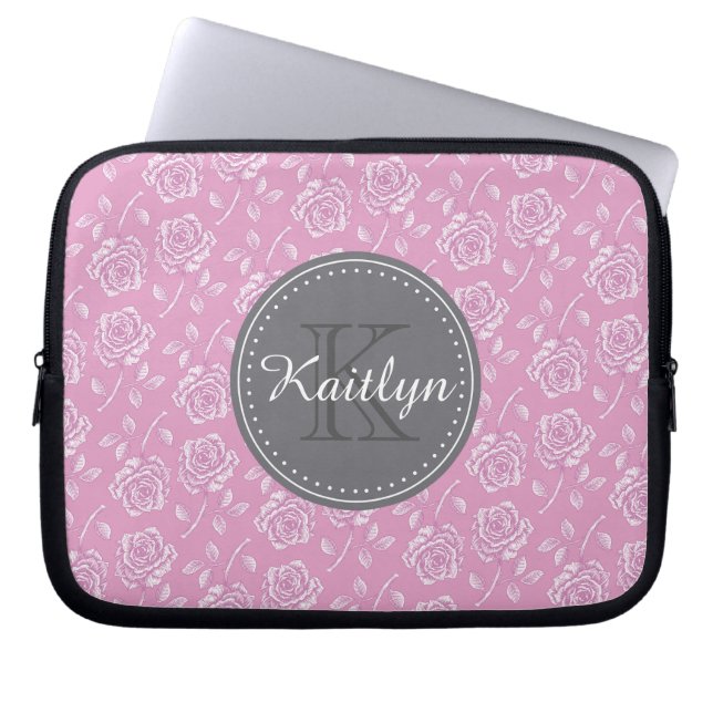 Funda Para Portátil Patrón rosa rosa blanco de moda (Frente)
