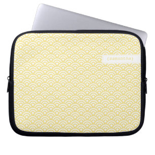 Funda Para Portátil Patrón Seigaiha japonés amarillo pastel