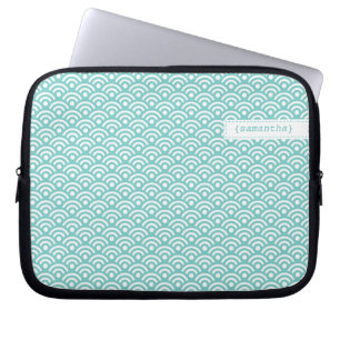Funda Para Portátil Patrón Seigaiha japonés Aqua