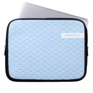 Funda Para Portátil Patrón Seigaiha japonés azul claro