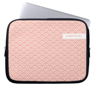 Funda Para Portátil Patrón Seigaiha japonés coral