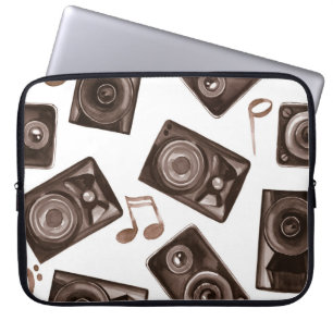 Funda Para Portátil Patrón Sepia de altavoces de música acuarela