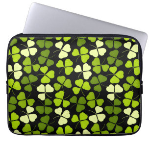 Funda Para Portátil Patrón Shamrock oscuro Verde y Negro