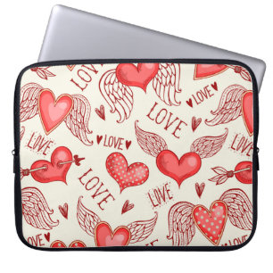 Funda Para Portátil Patrón sin brillo con corazones. Feliz Día de San