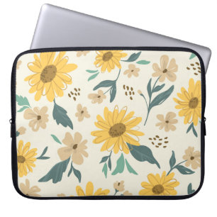 Funda Para Portátil Patrón sin costuras de girasol. La margarita amari