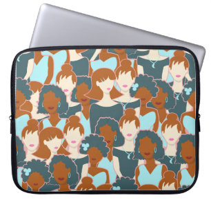 Funda Para Portátil Patrón sin fisuras con chicas negros y chicas blan