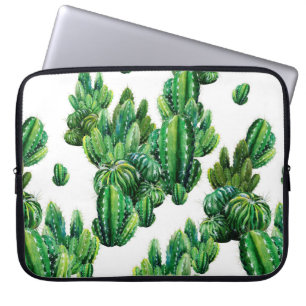 Funda Para Portátil Patrón sin foco con acuarela de cactus. Cactus ill