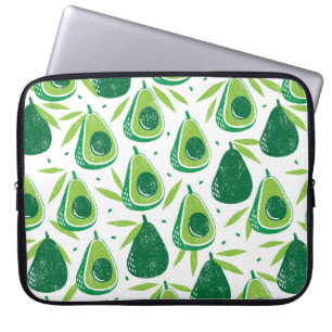 Funda Para Portátil Patrón sin foco con aguacates. Sello texturado. vi