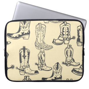 Funda Para Portátil Patrón sin foco con botas de vaquero, vaquero, vaq