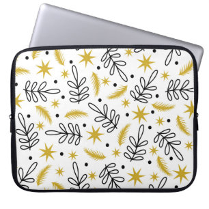 Funda Para Portátil Patrón sin foco con copos de nieve y ramas de abet