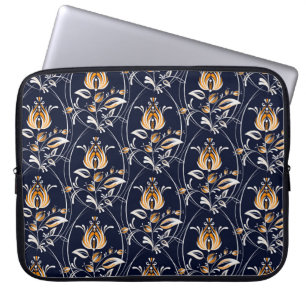 Funda Para Portátil Patrón sin foco con flores de estilo folclórico. .