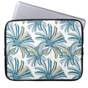 Funda Para Portátil Patrón sin foco con flores de gerbera. Vintage ba