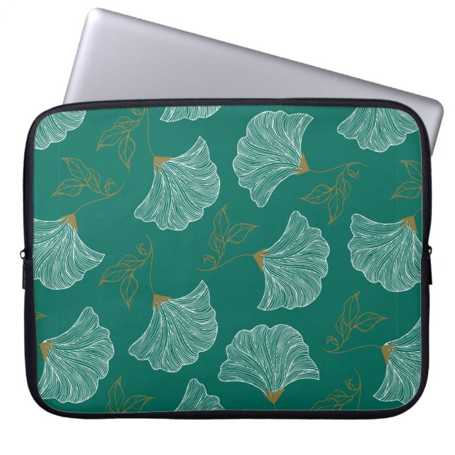 Funda Para Portátil Patrón sin foco con flores decorativas (Frente)