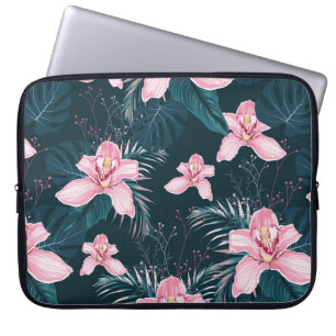 Funda Para Portátil Patrón sin foco con flores Orquídea, coloreado