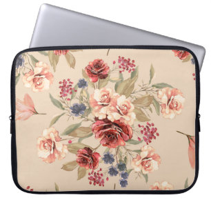 Funda Para Portátil Patrón sin foco con flores y hojas. Floral p