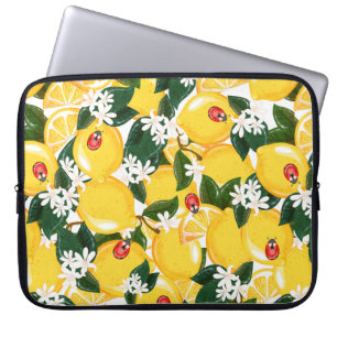 Funda Para Portátil Patrón sin foco con frutas tropicales de limón de