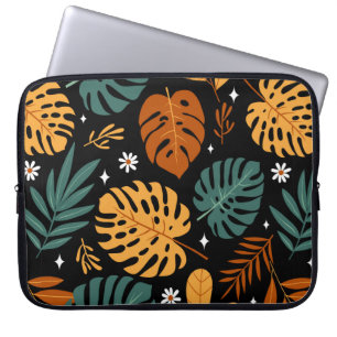 Funda Para Portátil Patrón sin foco con hojas tropicales diferentes y