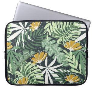 Funda Para Portátil Patrón sin foco con hojas tropicales y flores
