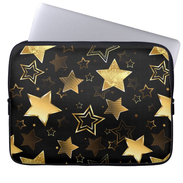 Funda Para Portátil Patrón sin foco con las estrellas doradas (Frente)