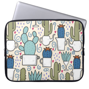 Funda Para Portátil Patrón sin foco con llama, cactus dibujado a mano