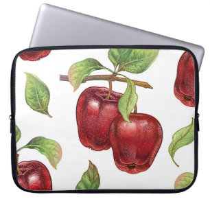 Funda Para Portátil Patrón sin foco con manzanas rojas. vintag realist