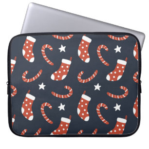 Funda Para Portátil Patrón sin foco con medias de navidad, latas de d
