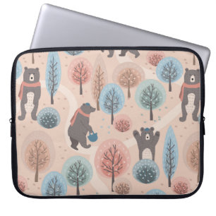 Funda Para Portátil Patrón sin foco con osos dibujados a mano gracioso