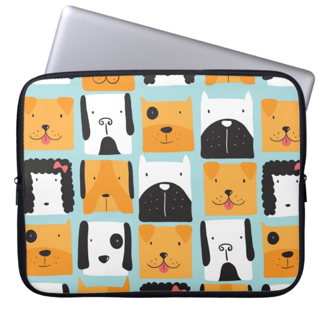 Funda Para Portátil Patrón sin foco con perros lindos. (Frente)