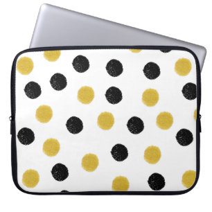 Funda Para Portátil Patrón sin foco con puntos caóticos de oro y negro