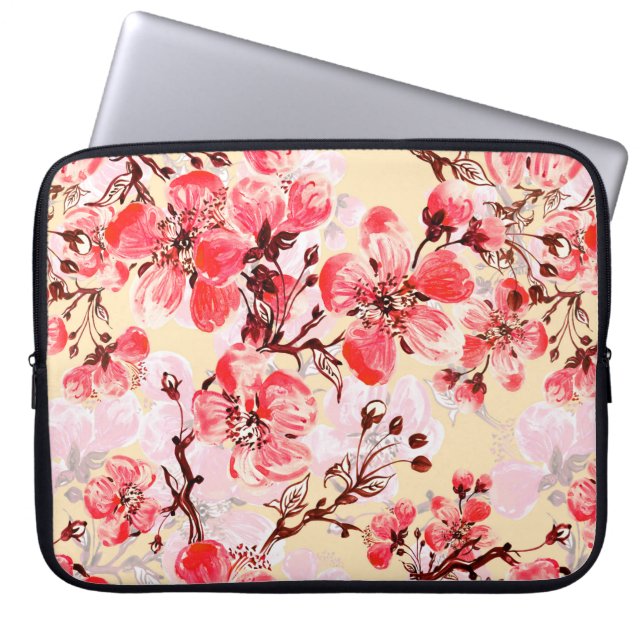 Funda Para Portátil Patrón sin foco de flores de primavera u (Frente)