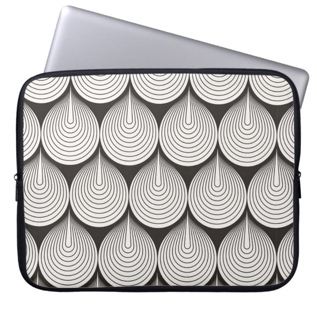 Funda Para Portátil Patrón sin foco. Elegante adorno monocromo. Geo (Frente)