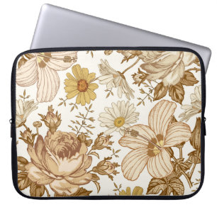 Funda Para Portátil Patrón sin foco. Hermoso realismo rosa floreciente
