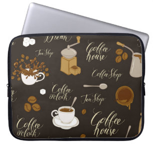 Funda Para Portátil Patrón sin foco sobre el tema del té y el café en